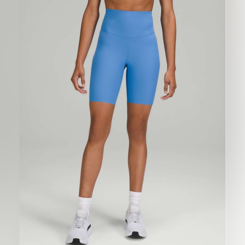 Lululemon Base Pace High-Rise Ribbed Shorts 8” Size 4 Blue Nile